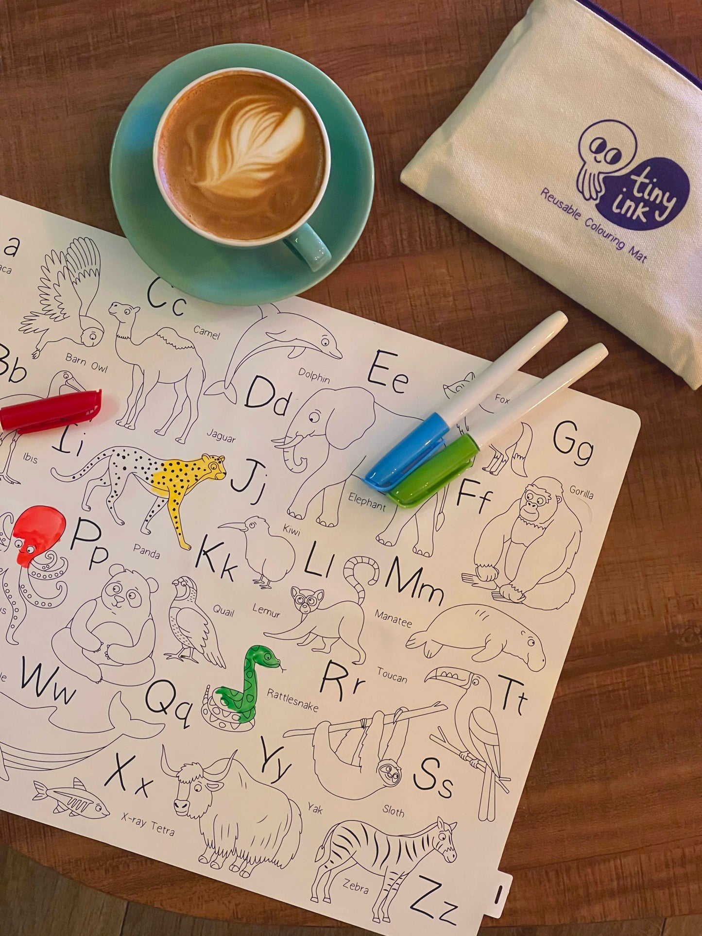 Animal A-Z colouring silicone mat